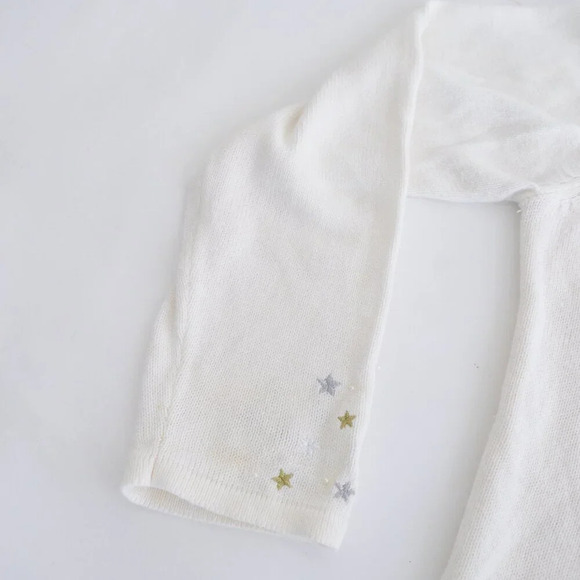 Vintage  Tiara Cream Ugly Christmas Beaded Reindeer Zip Up Cardigan Sweater XL - Picture 11 of 16